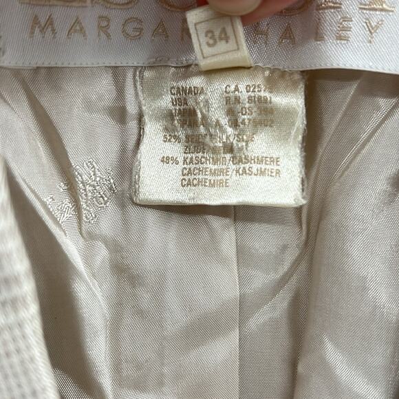 Escada Women's Silk/Cashmere Plaid Double Breasted Blazer - Cream/Tan - 34 - Picture 5 of 7